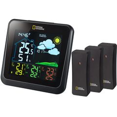Метеостанция Bresser National Geographic VA с цветным дисплеем и тремя черными датчиками, image 