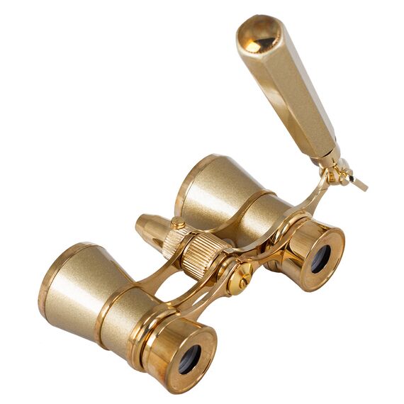 Бинокль Levenhuk Broadway 325N лорнет с подсветкой, золотой, фото , изображение 2