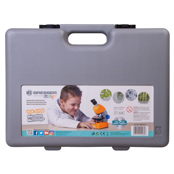 Микроскоп Bresser Junior 40–640x с набором для опытов, в кейсе, фото , изображение 14