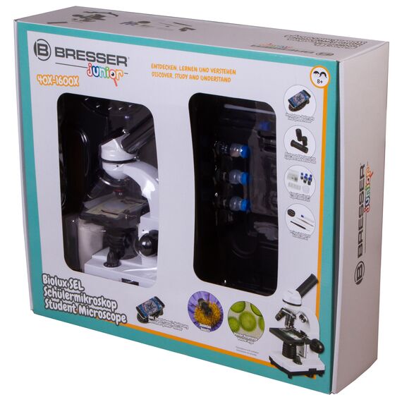 Микроскоп Bresser Junior Biolux SEL 40–1600x, белый, в кейсе, фото , изображение 15