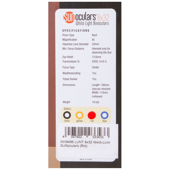 Бинокль солнечный LUNT SUNoculars 8x32, красный, фото , изображение 14