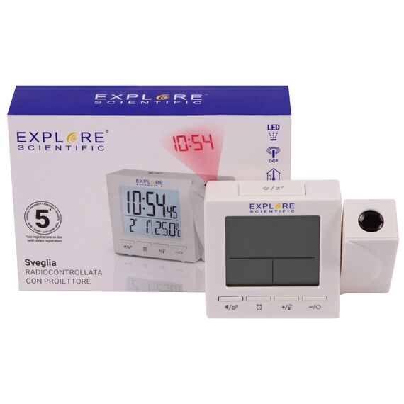 Часы цифровые Explore Scientific с проектором и термометром, белые, фото , изображение 12