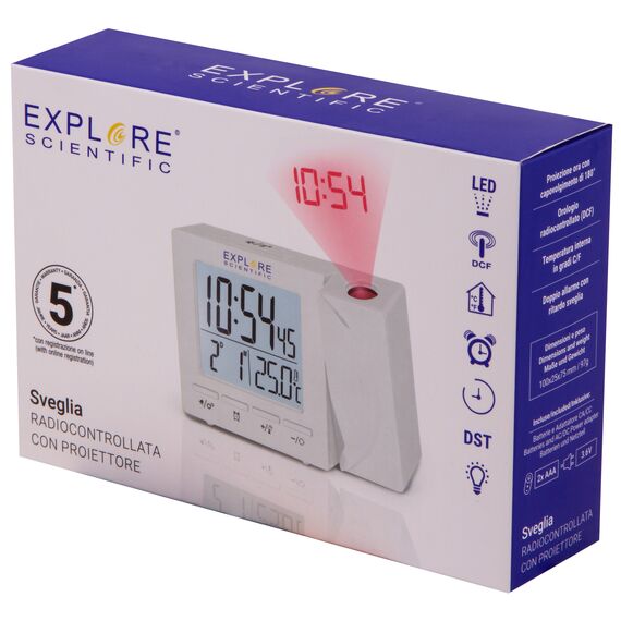 Часы цифровые Explore Scientific с проектором и термометром, белые, фото , изображение 13