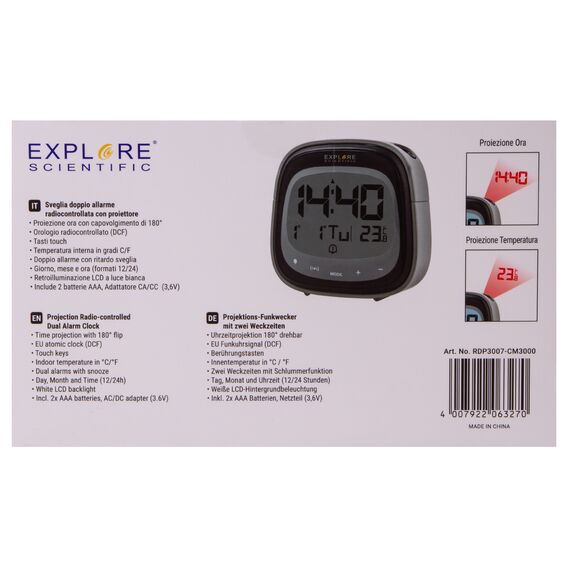 Часы цифровые Explore Scientific с проектором, черные, фото , изображение 14