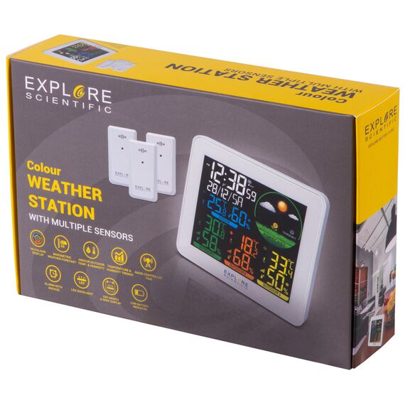 Метеостанция Explore Scientific с цветным экраном и тремя датчиками, белая, фото , изображение 11