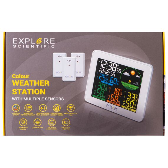Метеостанция Explore Scientific с цветным экраном и тремя датчиками, белая, фото , изображение 12