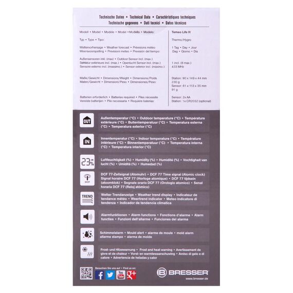 Метеостанция Bresser Temeo Life H с цветным дисплеем, черная, фото , изображение 13