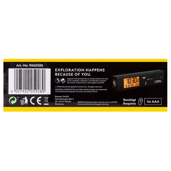 Часы Bresser National Geographic World Time с термометром и фонариком, фото , изображение 12