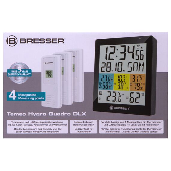 Метеостанция Bresser Temeo Hygro Quadro DLX с тремя датчиками, черная, фото , изображение 10