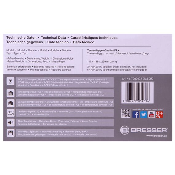 Метеостанция Bresser Temeo Hygro Quadro DLX с тремя датчиками, черная, фото , изображение 11