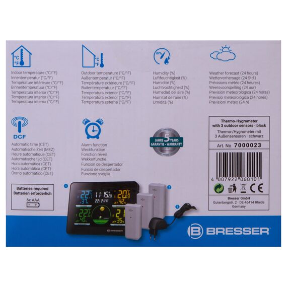Метеостанция Bresser Thermo Hygro Quadro NLX с тремя датчиками, фото , изображение 13