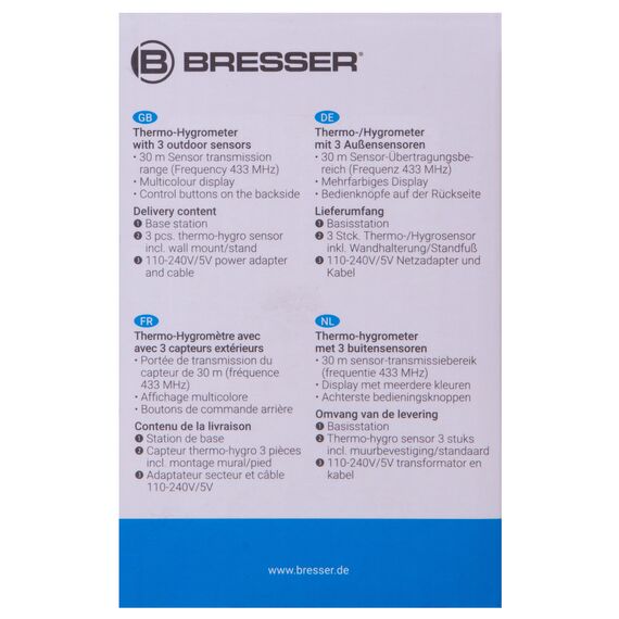 Метеостанция Bresser Thermo Hygro Quadro NLX с тремя датчиками, фото , изображение 15