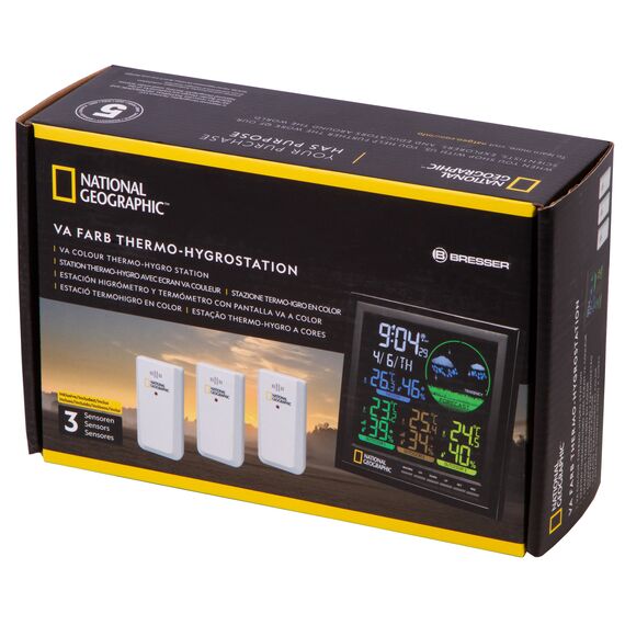 Метеостанция Bresser National Geographic VA с цветным дисплеем и тремя белыми датчиками, фото , изображение 13