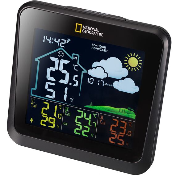 Метеостанция Bresser National Geographic VA с цветным дисплеем и тремя черными датчиками, фото , изображение 2