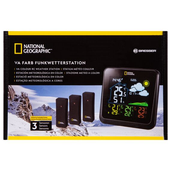 Метеостанция Bresser National Geographic VA с цветным дисплеем и тремя черными датчиками, фото , изображение 14