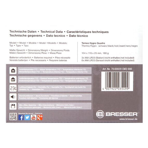 Метеостанция Bresser Temeo Hygro Quadro, черная, фото , изображение 11