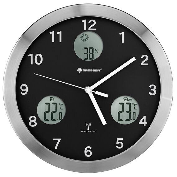 Метеостанция (настенные часы) Bresser MyTime io, 30 см, черная, фото 