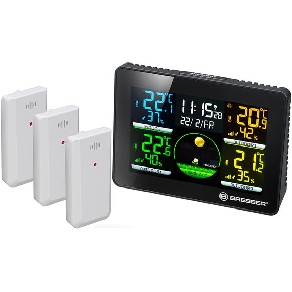 Метеостанция Bresser Thermo Hygro Quadro NLX с тремя датчиками, фото 